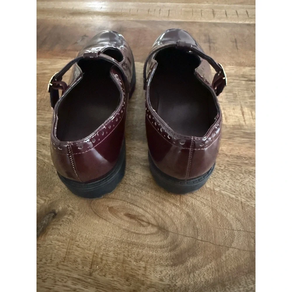 Gap Kids Mary Jane Shoes Size 3 Burgundy Patent Lug Sole Uniform Preppy